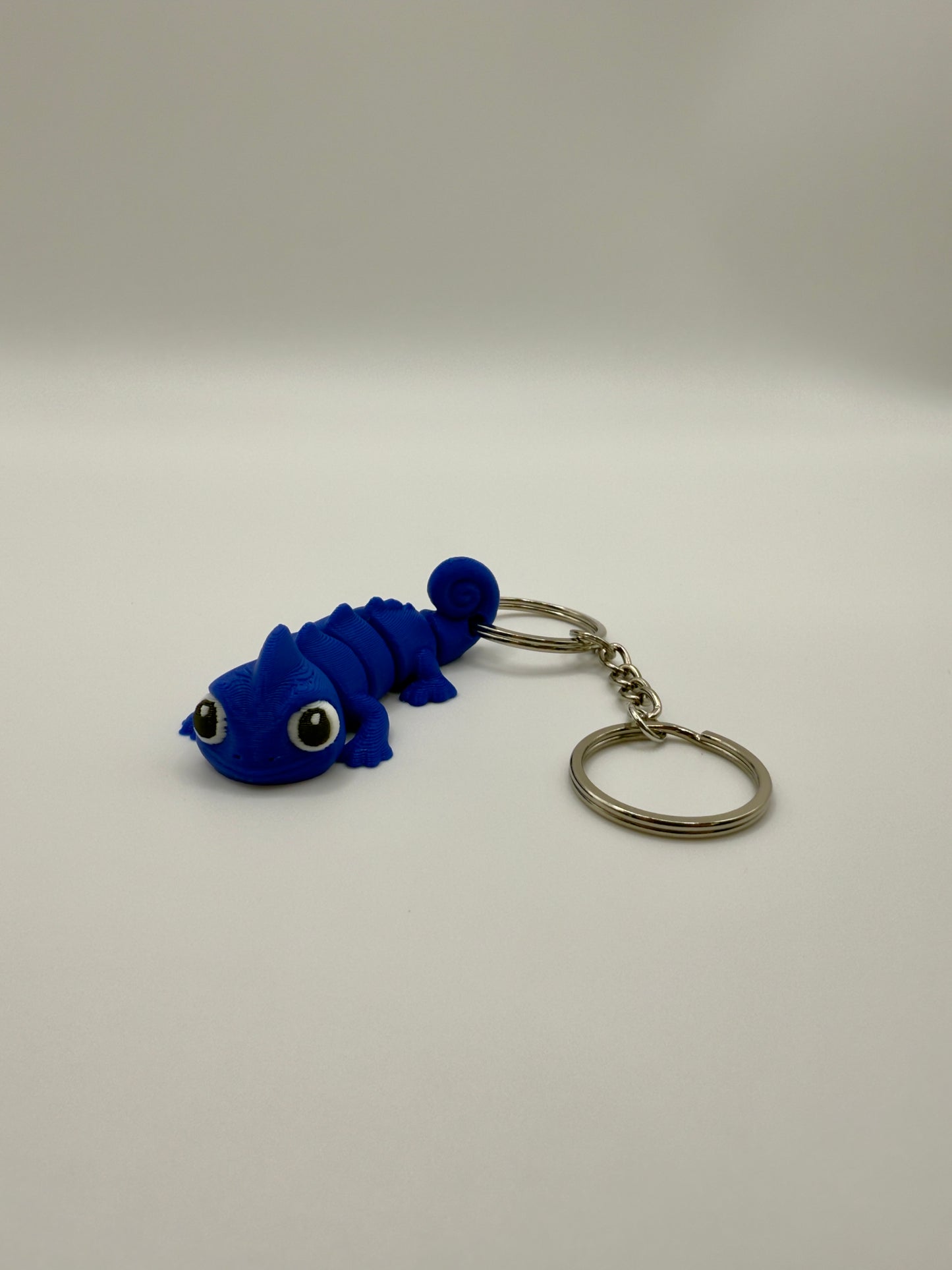Kameleon Sleutelhanger - Handgemaakte, Schattige Blauwe Accessoire voor Sleutels of Tas - Large