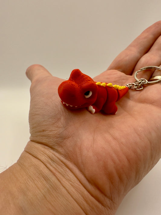 T-Rex Dino Sleutelhanger - Handgemaakte, Schattige Rode Dinosaurus voor Sleutels of Tas - Large