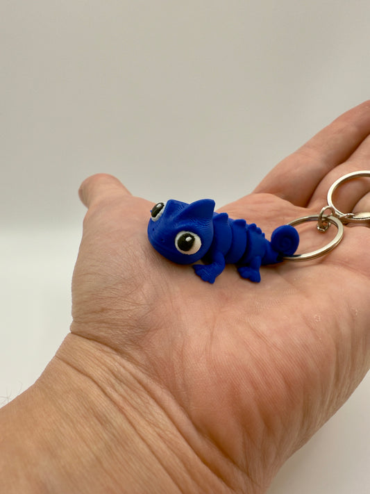 Kameleon Sleutelhanger - Handgemaakte, Schattige Blauwe Accessoire voor Sleutels of Tas - Large