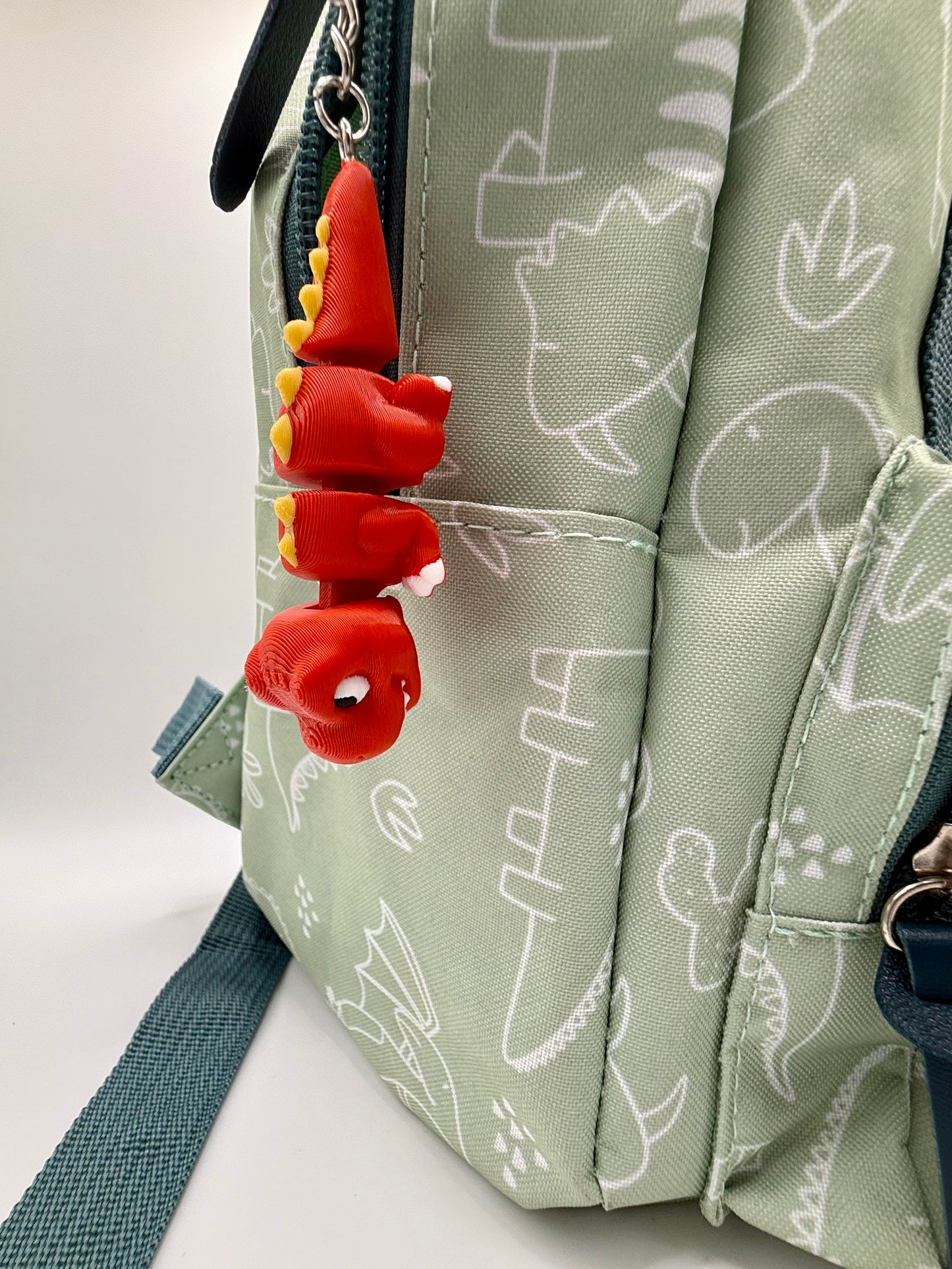 T-Rex Dino Sleutelhanger - Handgemaakte, Schattige Rode Dinosaurus voor Sleutels of Tas - Large
