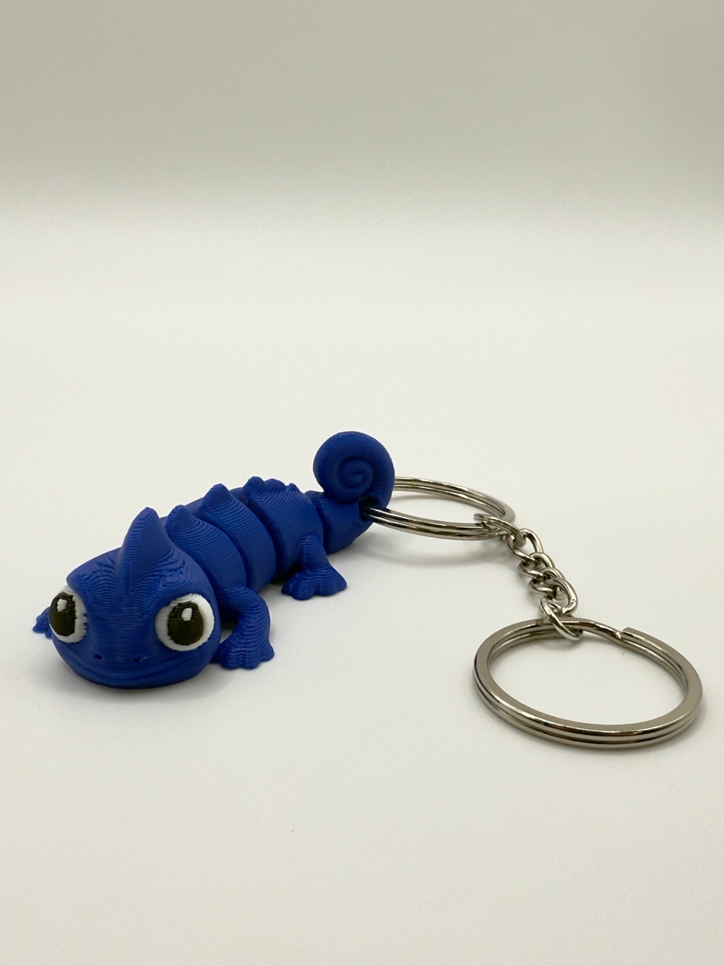 Kameleon Sleutelhanger - Handgemaakte, Schattige Blauwe Accessoire voor Sleutels of Tas - Large