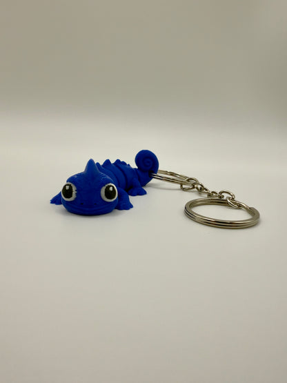 Kameleon Sleutelhanger - Handgemaakte, Schattige Blauwe Accessoire voor Sleutels of Tas - Large