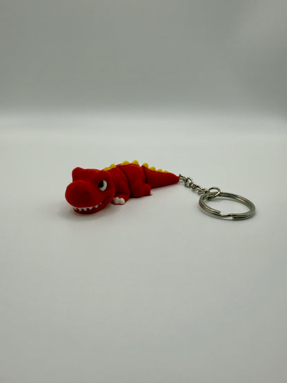 T-Rex Dino Sleutelhanger - Handgemaakte, Schattige Rode Dinosaurus voor Sleutels of Tas - Large