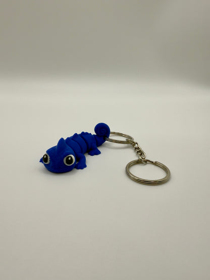 Kameleon Sleutelhanger - Handgemaakte, Schattige Blauwe Accessoire voor Sleutels of Tas - Large