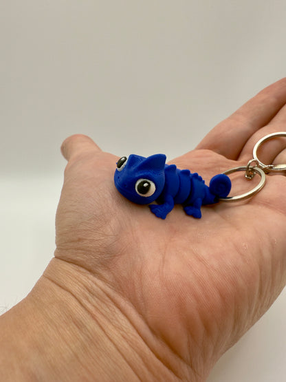 Kameleon Sleutelhanger - Handgemaakte, Schattige Blauwe Accessoire voor Sleutels of Tas - Large