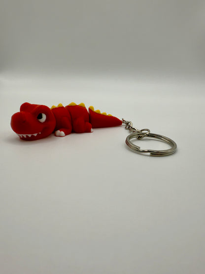 T-Rex Dino Sleutelhanger - Handgemaakte, Schattige Rode Dinosaurus voor Sleutels of Tas - Large