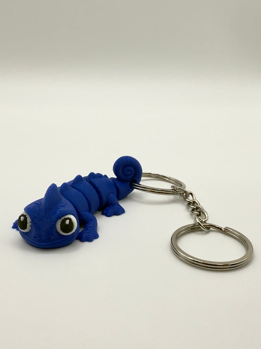 Kameleon Sleutelhanger - Handgemaakte, Schattige Blauwe Accessoire voor Sleutels of Tas - Large