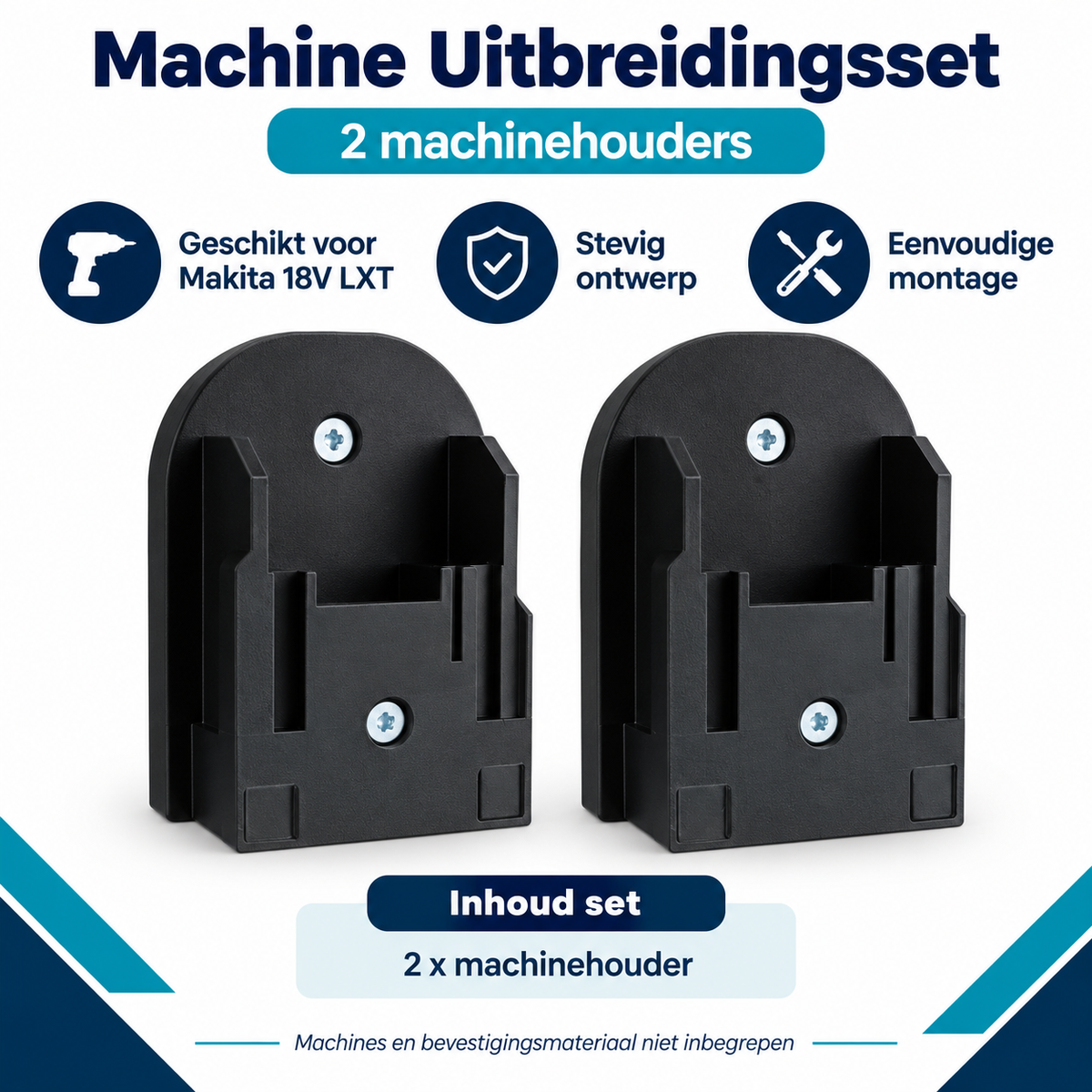 SKcraft Machine Uitbreidingsset voor Makita 18V LXT – 2 machinehouders – zwart